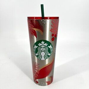 Starbucks Christmas 2019 Stainless Steel Tumbler‎ Cold Beverage With Lid & Straw